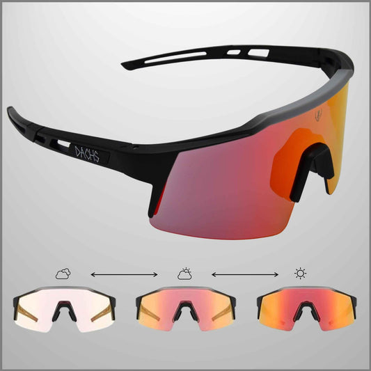 DACHS Photochromic Sunglasses - Self-Tinting UV400 Unisex Cycling Glasses - Red/Blue DACHS Road-cycling - Radsport