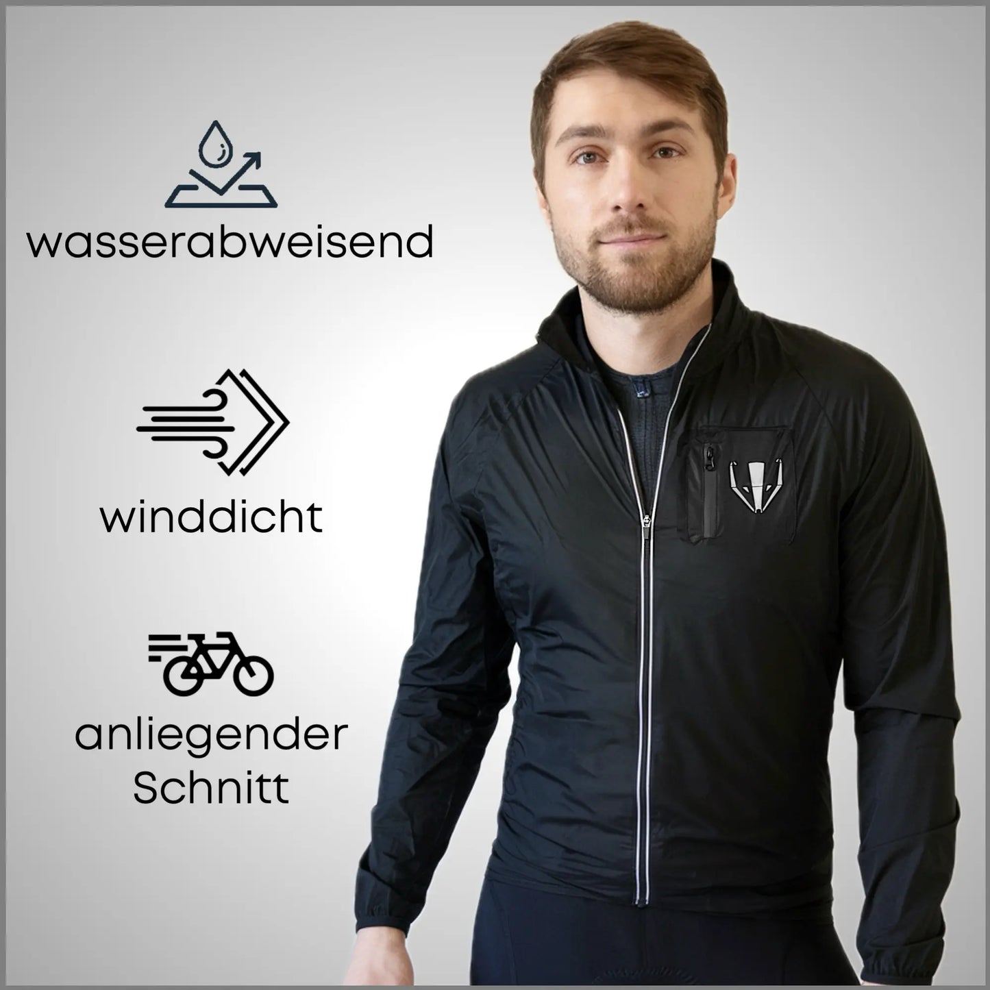 DACHS Radsport Jacke (Herren) - Ultraleicht, Wasserabweisend, Winddicht & Packbar