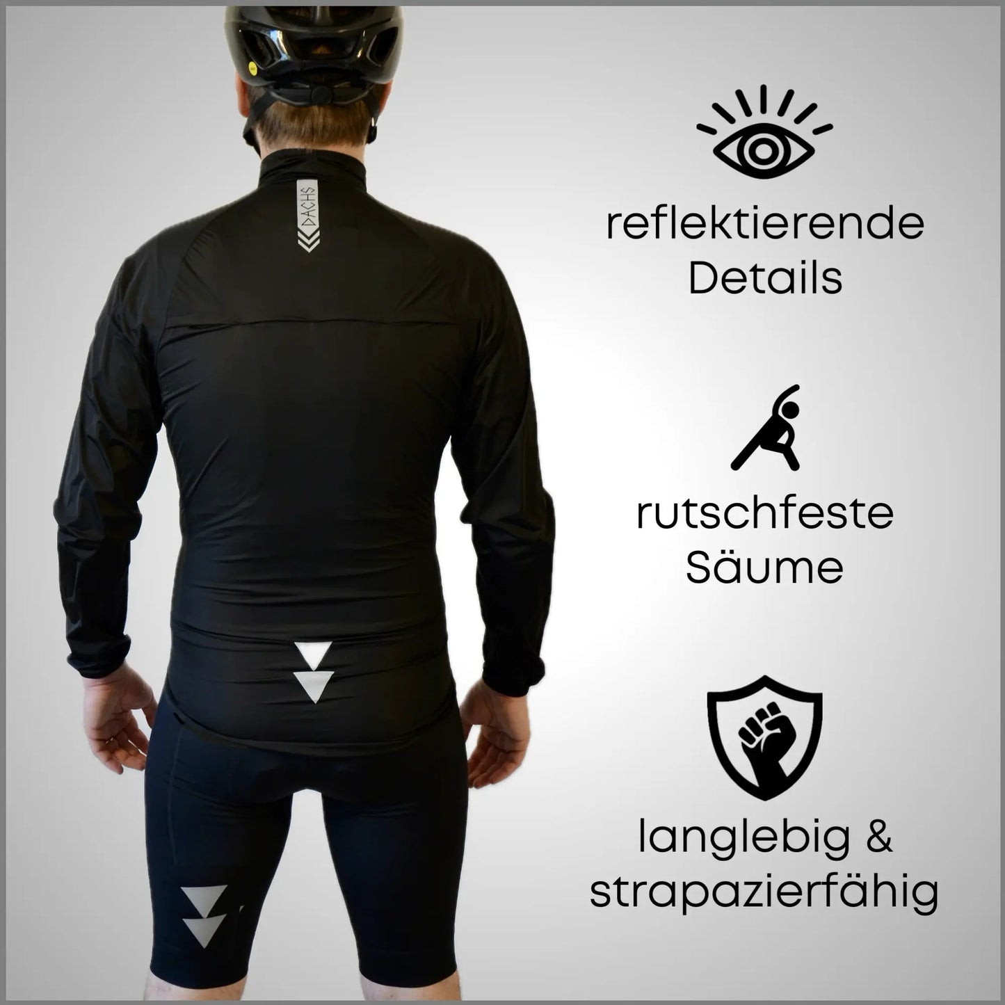 DACHS Radsport Jacke (Herren) - Ultraleicht, Wasserabweisend, Winddicht & Packbar