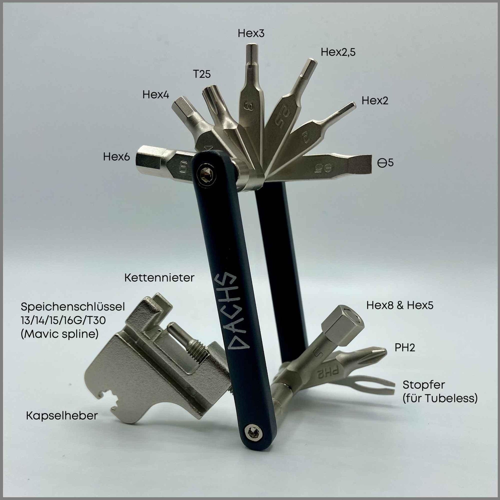 rennrad multitool leicht DACHS Mini-Multitool mit 18 Funktionen – Für Rennräder – Dachs Sport