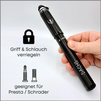 DACHS Gravel-Pumpe mit Manometer – Kompakte Fahrradpumpe mit Druckanzeige