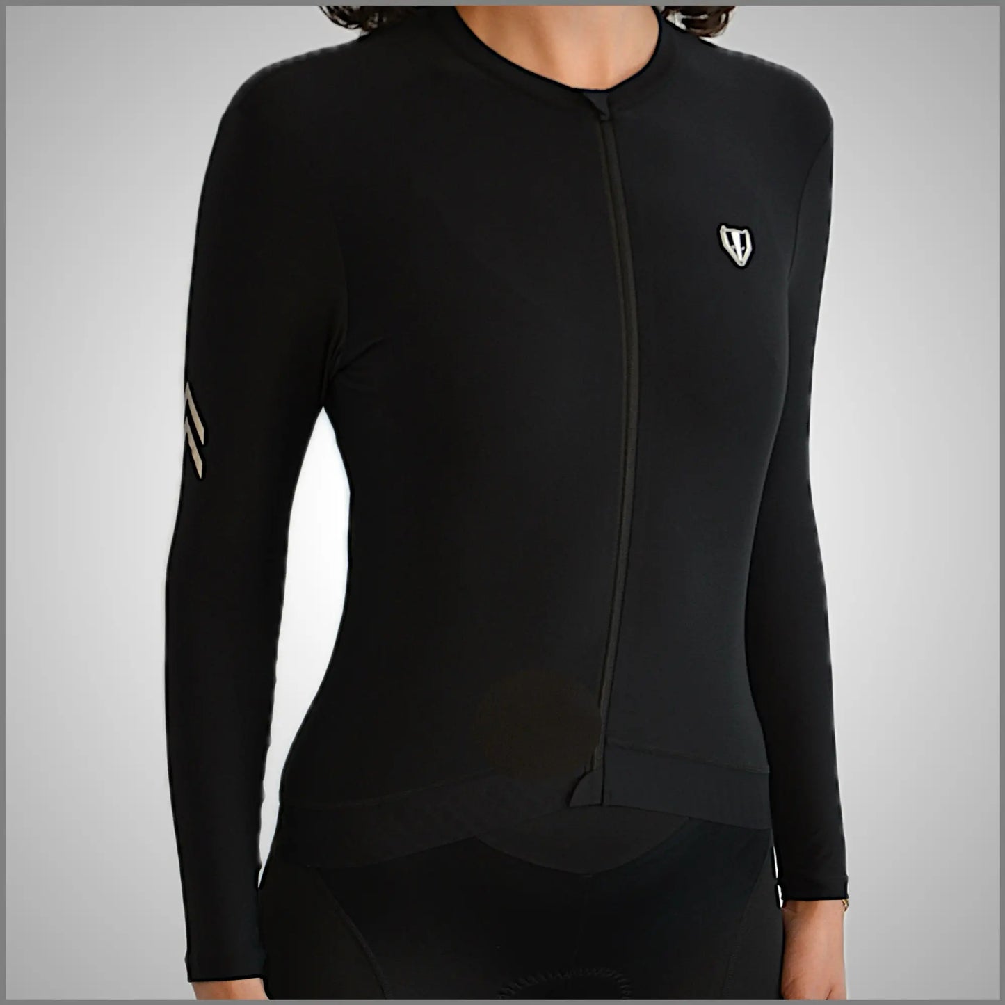 DACHS langes Radtrikot (Damen) – Langarm – Schwarz