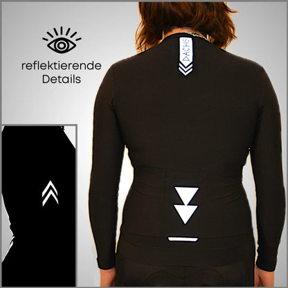 DACHS langes Radtrikot (Damen) – Langarm – Schwarz
