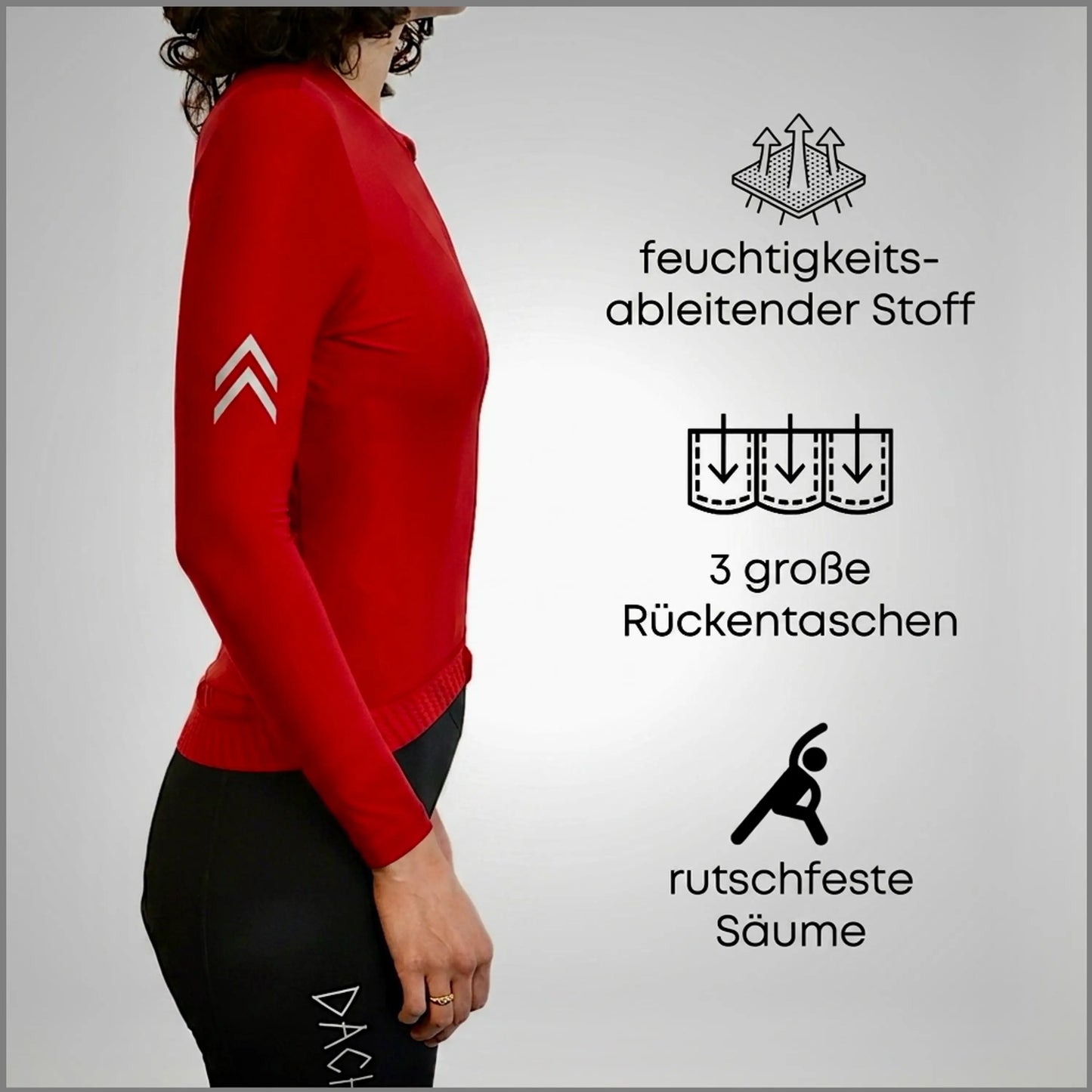 DACHS Cycling Long Jersey (Womens) – Long Sleeve – Red